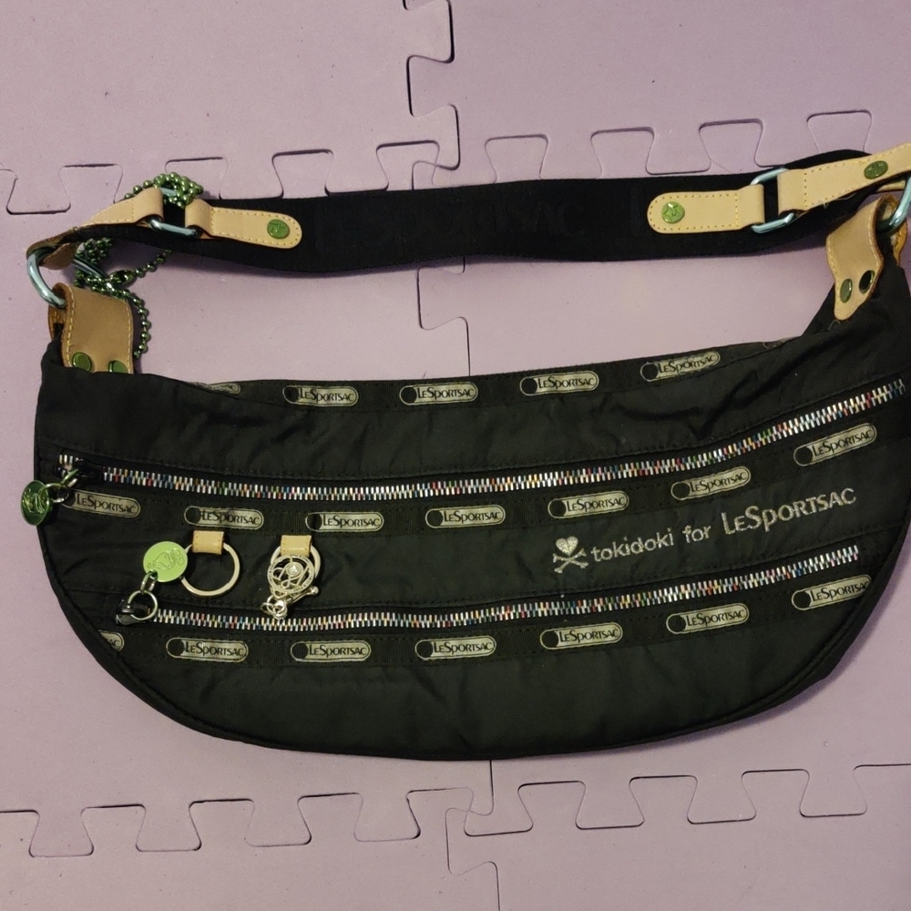 LeSportsac Black and Tan Shoulder Bag